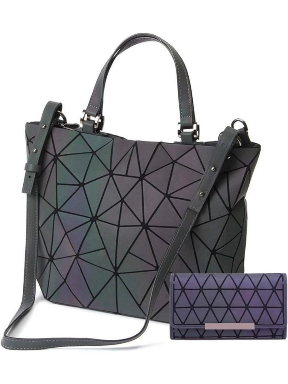 Reflective Holographic Geometric Purse | Luminous Crossbody & Shoulder Bag